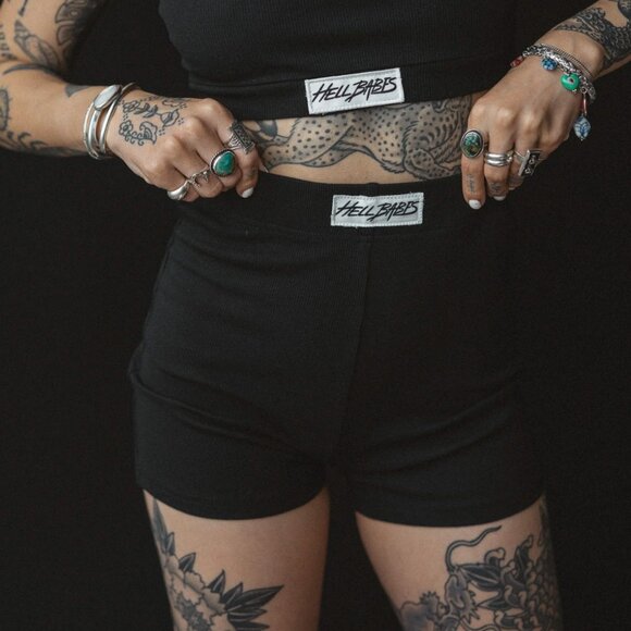 Hell Babes Lost Cause Ribbed Biker Shorts - Picture 2 of 5